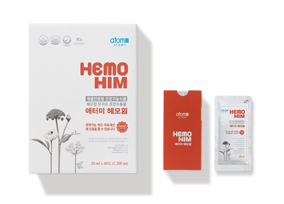 Foto produk resmi HemoHIM: kotak, pouch, dan sachet